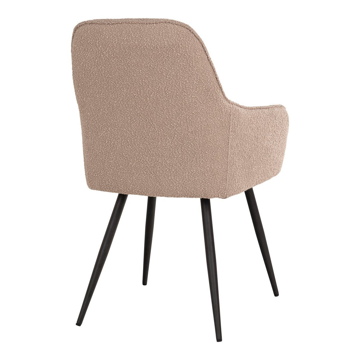 Harbo Dining Chair - Eetkamerstoel in bouclé, beige met zwarte poten - Set van 2