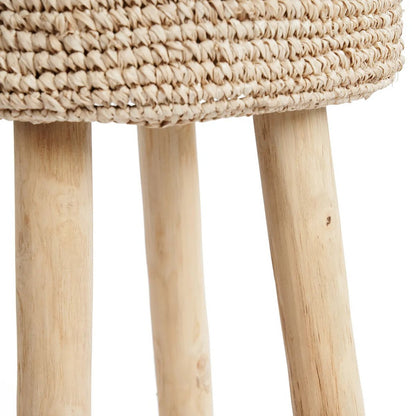 De Raffia-barkruk, teakhout, raffia |woon-meubel.nl
