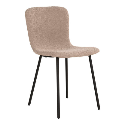 Halden Dining Chair - Dining chair in bouclé, beige with black legs, HN1233 - set of 2