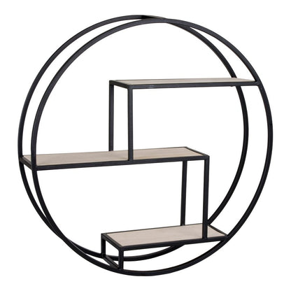 Rotterdam Wall Shelf Round - Black/Natural