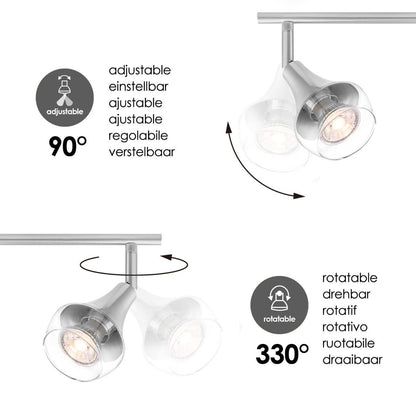 LED Surface-mounted spotlight Vaya 4 - incl. dimmable LED lamp - steel