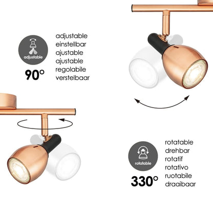 Home Sweet Home LED Surface-mounted spotlight Novi 2 - incl. dimmable LED lamp - Copper