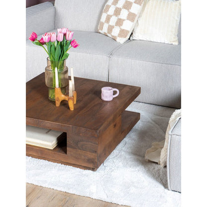 Salontafel Bram – Espresso Mangohout – 80 x 80 cm|woon-meubel.nl