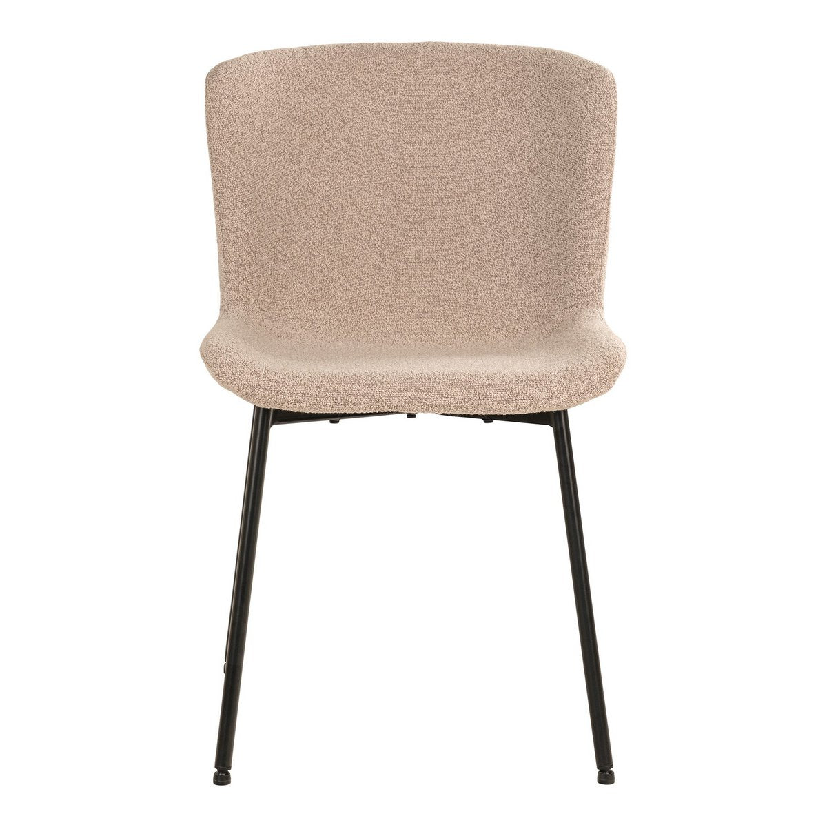 Maceda Dining Chair - Eetkamerstoel in bouclé, beige met zwarte poten - Set van 2