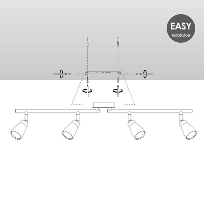 LED Surface-mounted spotlight Alba 4L - dimmable - brushed steel
