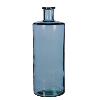 Guan Bottle Vase - H40 x Ø15 cm - Recycled Glass - Blue