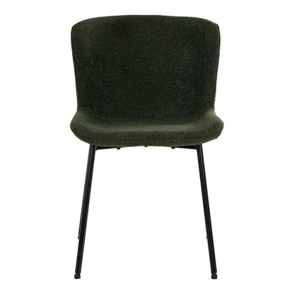 Maceda Dining Chair - Dining chair in bouclé, dark green with black legs - Set of 2