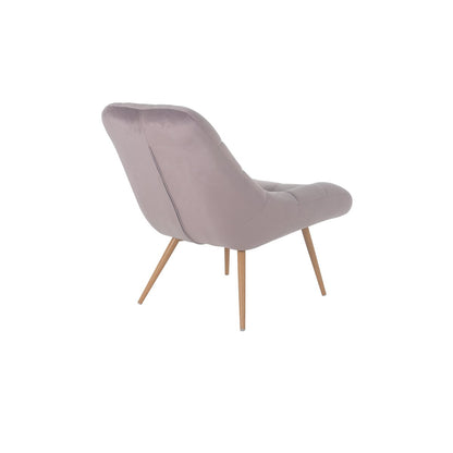 Fauteuil XXL fluweel roze metaal houtlook |woon-meubel.nl