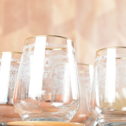 Aulica Arabische Waterglazen – Set van 6 | Goud & Transparant