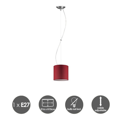 Home Sweet Home Deluxe hanging lamp with lampshade, E27, red, 16cm