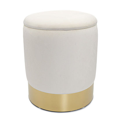🛋️ Voglrieder Velours Hocker – Ø 31 x H 38 cm – Met Opbergruimte – Zachte Zithocker van Velours – Verkrijgbaar in 7 Kleuren