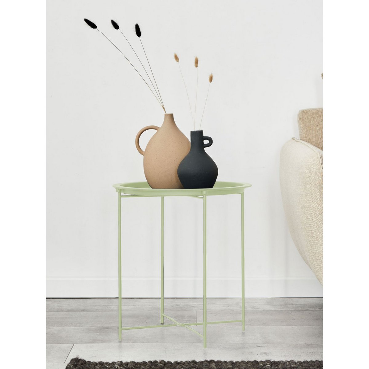 Bijzettafel met opbergruimte – Ø 47 cm | In verschillende kleuren | Voor binnen en buiten