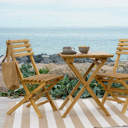 Buitenset - Caféset, 2 stoelen en 1 tafel, teakhout, naturel |woon-meubel.nl
