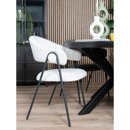 Eetkamerstoel Lio Ivory bouclé |woon-meubel.nl