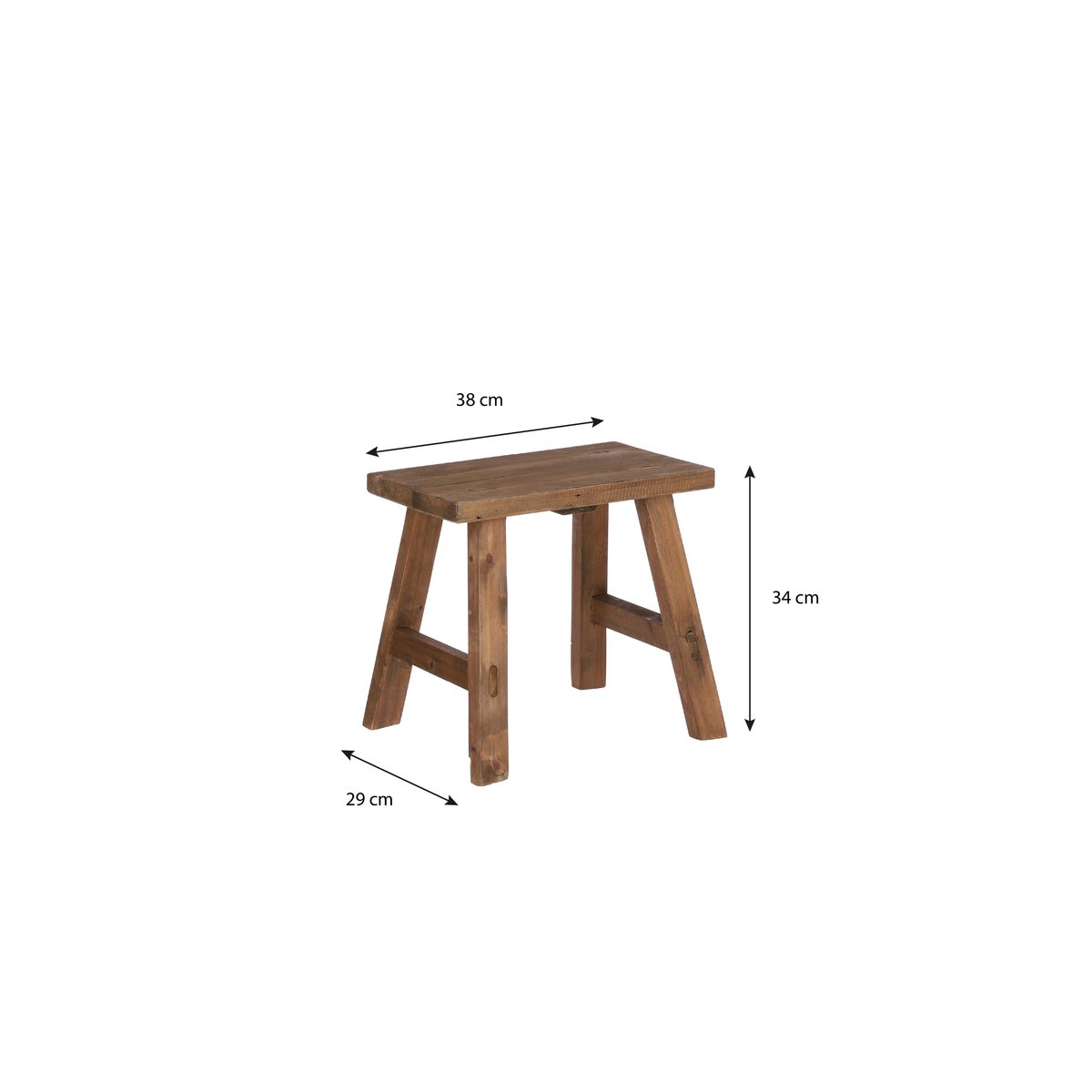 Bold Houten Krukje - Gerecycled Hout - Bruin