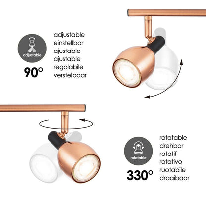 LED Surface-mounted spotlight Novi 3 - incl. dimmable LED lamp - Copper