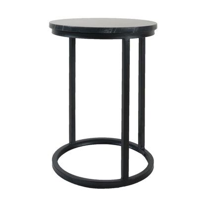 Bijzettafel Mitch Marmer Rond - Zwart | woon-meubel.nl
