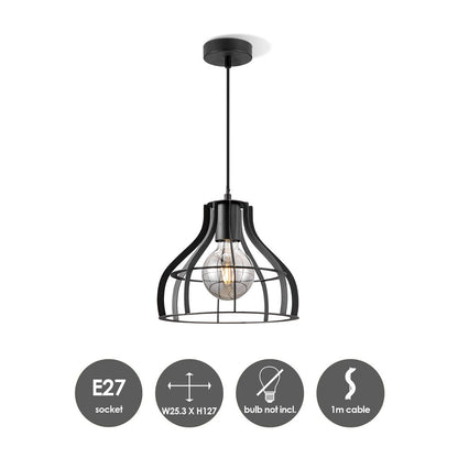 Lampe à suspension Blank - Noir - 25x25x127cm