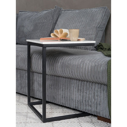 Bijzettafel Mitch Marmer - Wit/Zwart | woon-meubel.nl