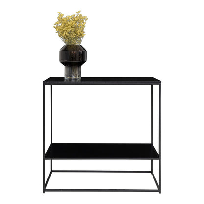 Vita-consoletafel Zwart Frame en Twee Zwarte Planken |woon-meubel.nl