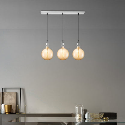 Pendant lamp chrome vintage - 3 LED -dimmable E27 amber