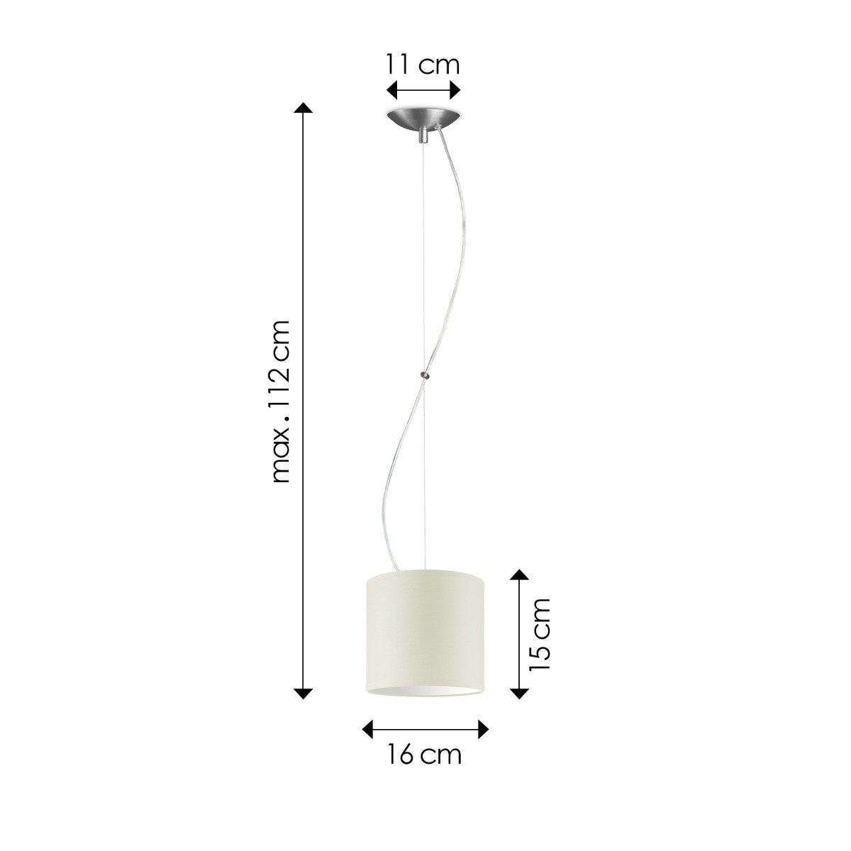 Hanglamp Deluxe met lampenkap, E27, warm wit, 16cm