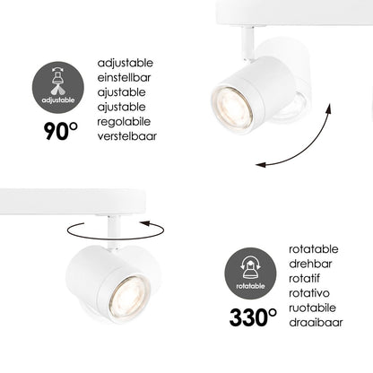 LED Surface-mounted spotlight Manu 3 - incl. dimmable LED lamp - white