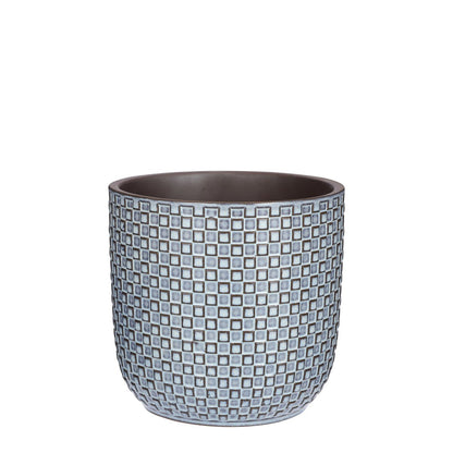 Daan Bloempot - Blauw  H18 x Ø19 cm - vooraanzicht|woon-meubel.nl