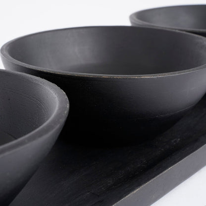 Tomar Bowls and Tray - 200 ml - 100% FSC Mango Wood - Black