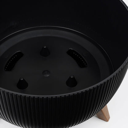 Pot de fleurs sur pieds Doppio - H20,5 x Ø40 cm - Plastique recyclé - FSC Mix - Noir
