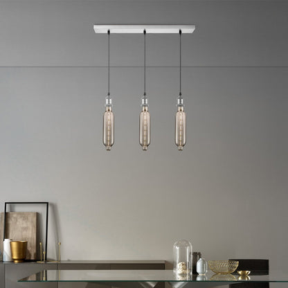 Pendant lamp chrome vintage Tube 3L G78 dimmable E27 smoke