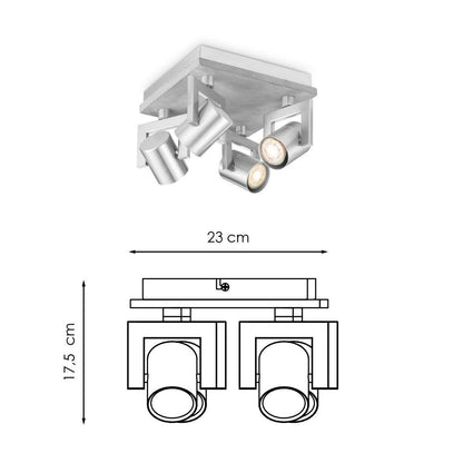 Surface-mounted spotlight Concrete 4 - incl. dimmable LED lamp - concrete