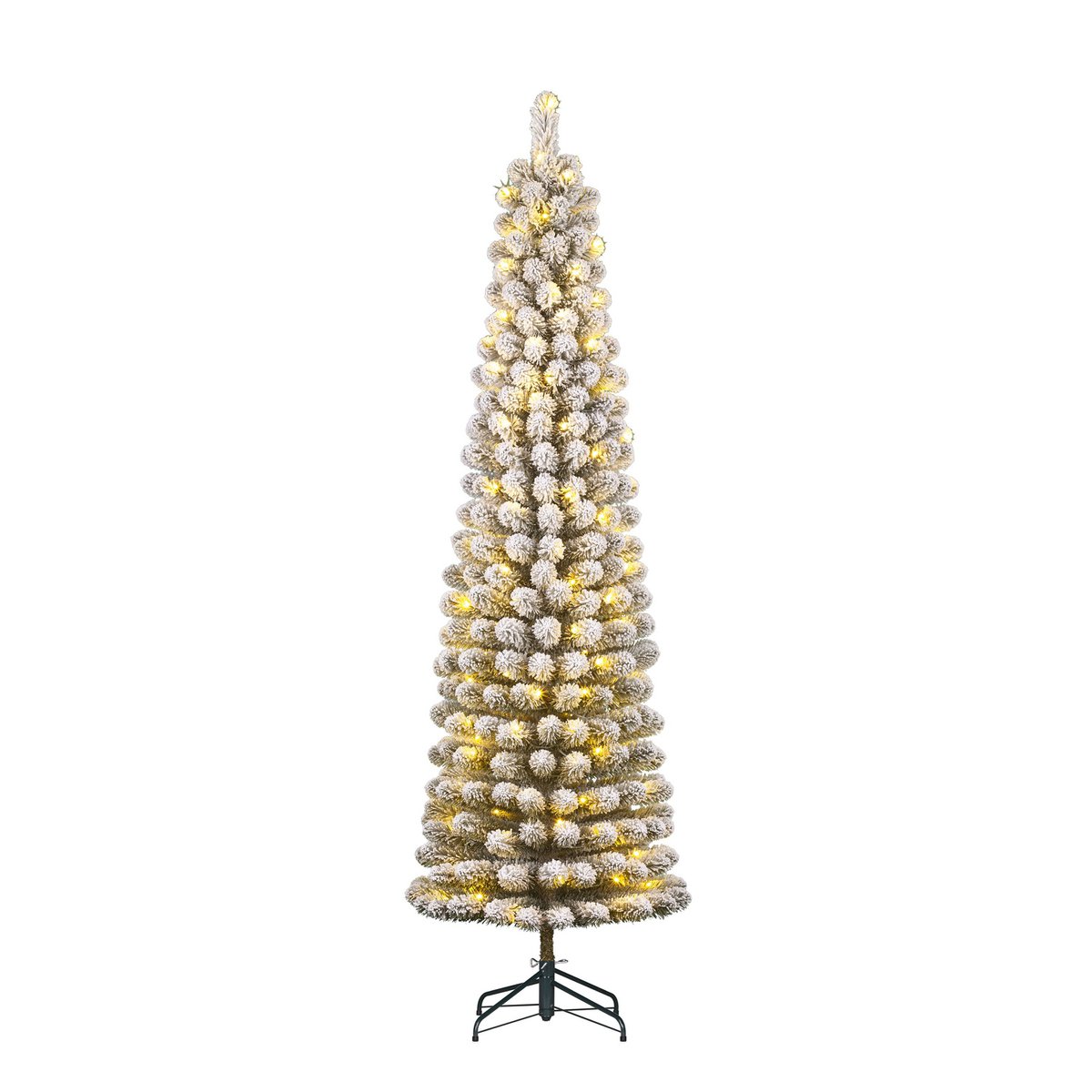 Charlton Smalle Kunstkerstboom met Warm Witte LED Verlichting - H230 x Ø58 cm - Groen Frosted