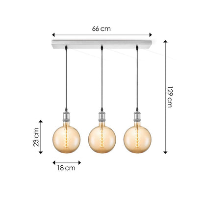 Pendant lamp chrome vintage - 3 LED -dimmable E27 amber