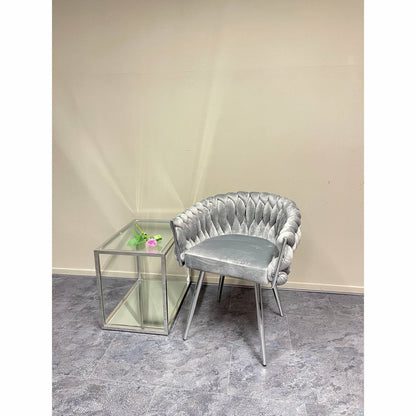 Eva Chair Velvet grijs weefpatroon|woon-meubel.nl