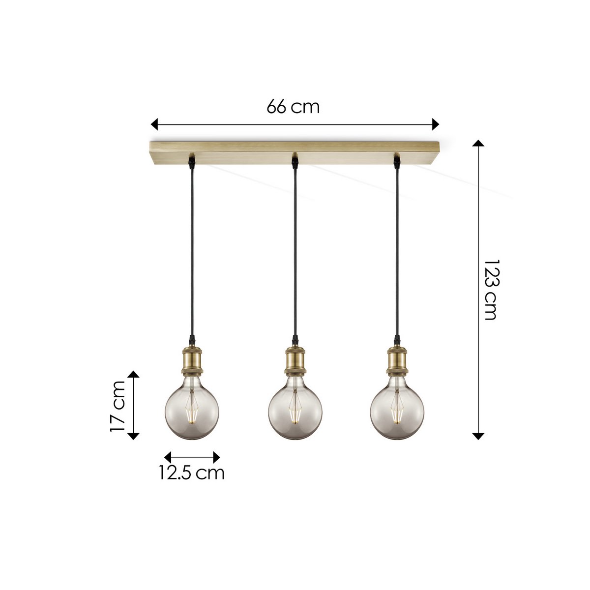 Hanglamp vintage - 3 LED lamp G95 - dimbaar E27 rook