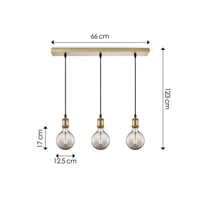 Vintage pendant lamp - 3 LED lamp G95 - dimmable E27 smoke