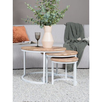Ensemble de 3 tables basses - Industrial Jan - Blanc