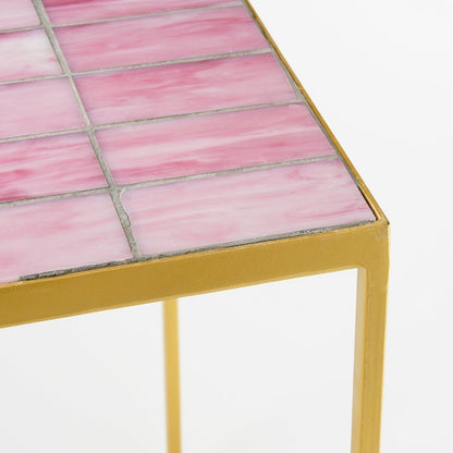 Aaron Bijzettafel Gouden Pootjes Roze- Set van 2 |woon-meubel.nl