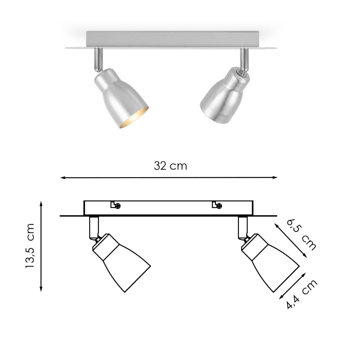 LED Opbouwspot Alba 2L - dimbare - geborsteld staal