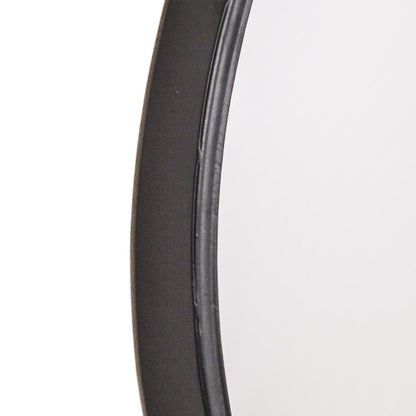 Mirror - Round Wall Mirror - Leather/Metal - Black - Ø50cm