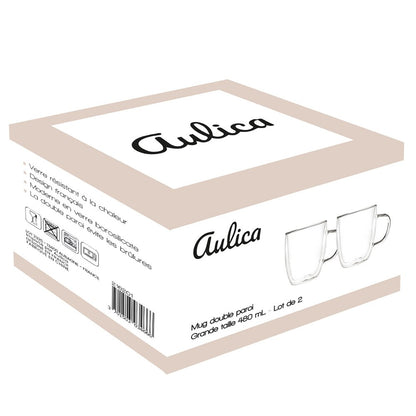 Dubbelwandige Glazen Mokken Set van 2  – 480 ml – Hittebestendig