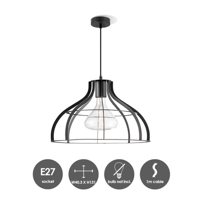 Pendant lamp Blank - Black - 40x40x131cm