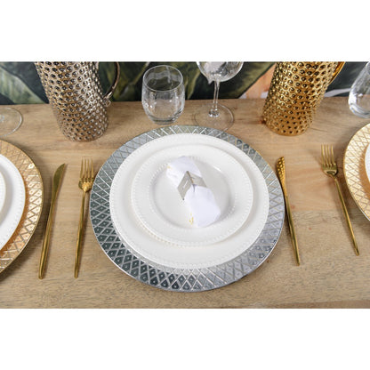 Witte dessertbord met Parelpatroon 20 cm