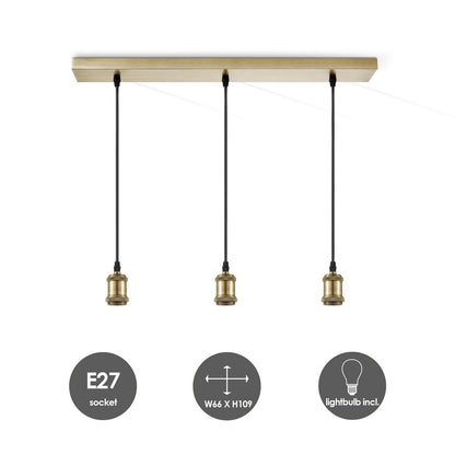 Vintage pendant lamp - 3 LED lamp G95 - dimmable E27 smoke