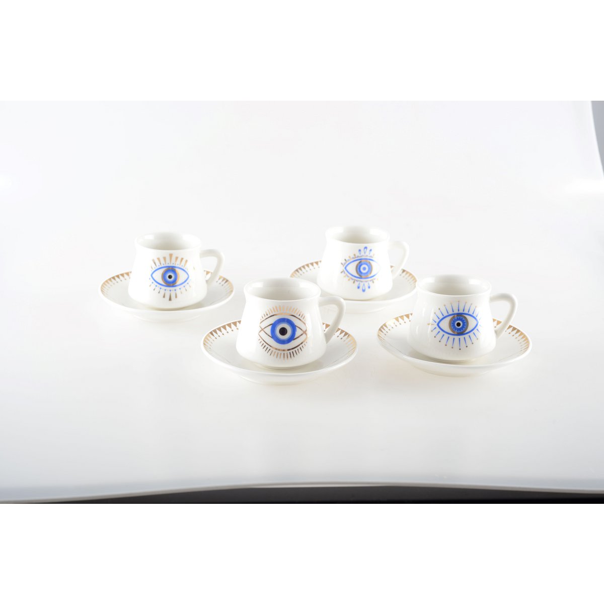 Koffiekopjes Set van 4 – 90 ml | Geluksoog | Geschenkdoos | Handgemaakt | Origineel Espresso Servies