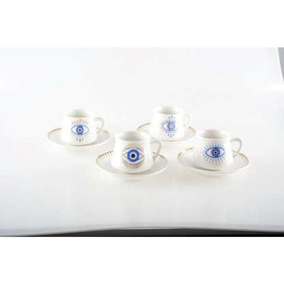 Koffiekopjes Set van 4 – 90 ml | Geluksoog | Geschenkdoos | Handgemaakt | Origineel Espresso Servies