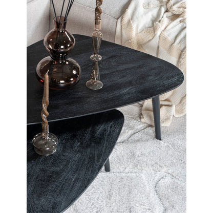 Table basse Jamal – Bois de manguier noir – Lot de 2
