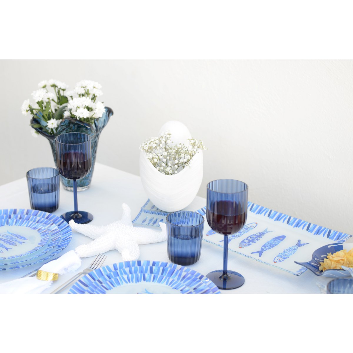 Aulica Rechthoekige Blauwe Vissen schaal – Serveer- & Decoratieschaal 35×25 cm