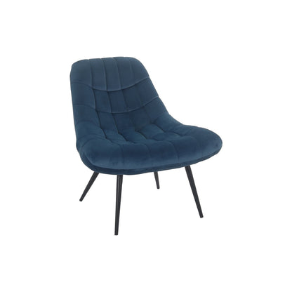 Fauteuil XXL velours blauw metaal zwart | woon-meubel.nl